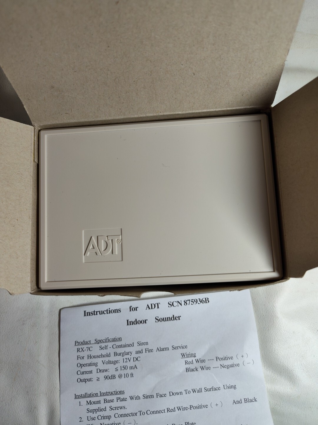 ADT RX-7C Indoor Sounder SCN# 875936B – Open Box