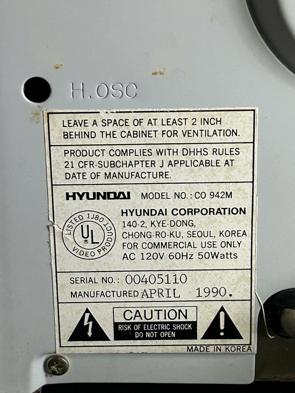 Hyundai Observation System CO-9421 Home Commercial Security Monitor Camera READ