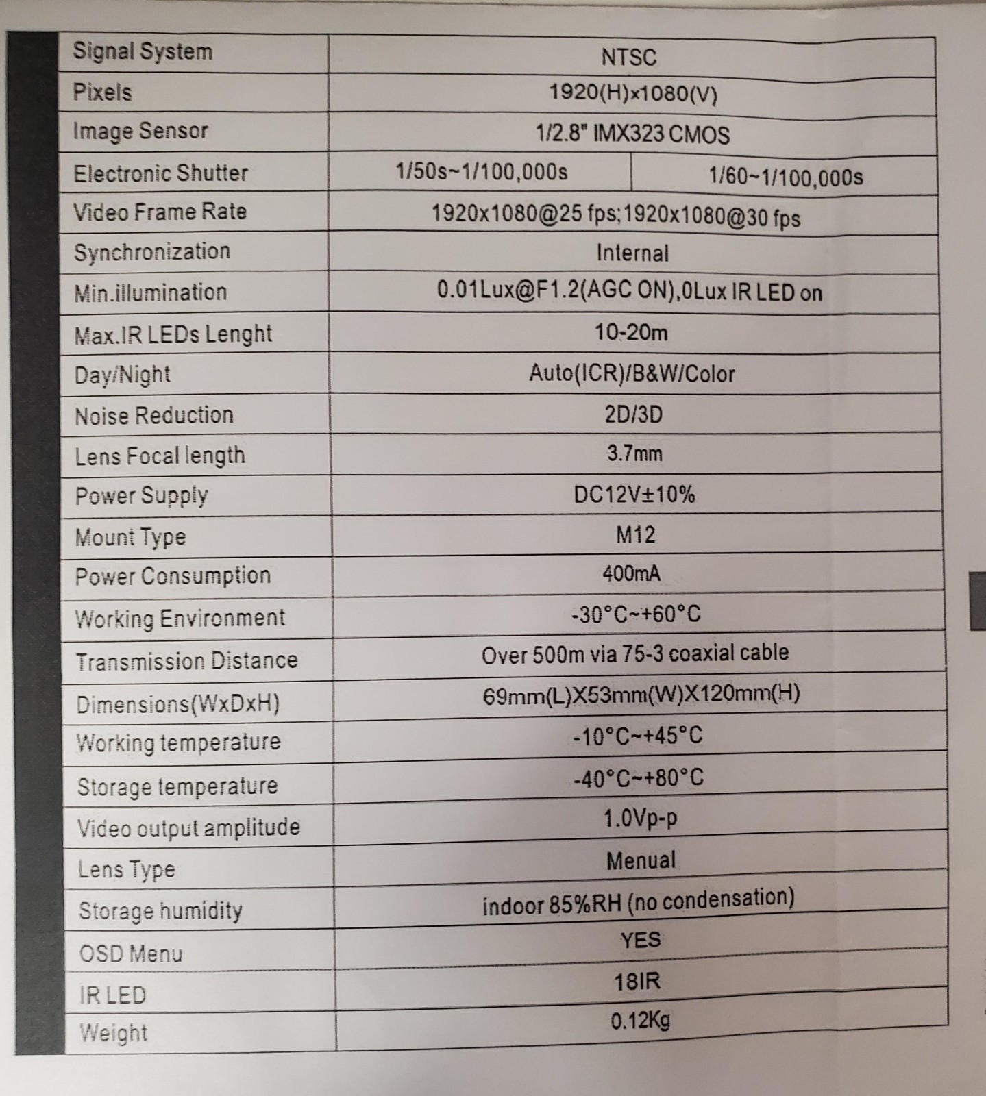 Security Camera Titanium, COAX, Motion Detector Camera