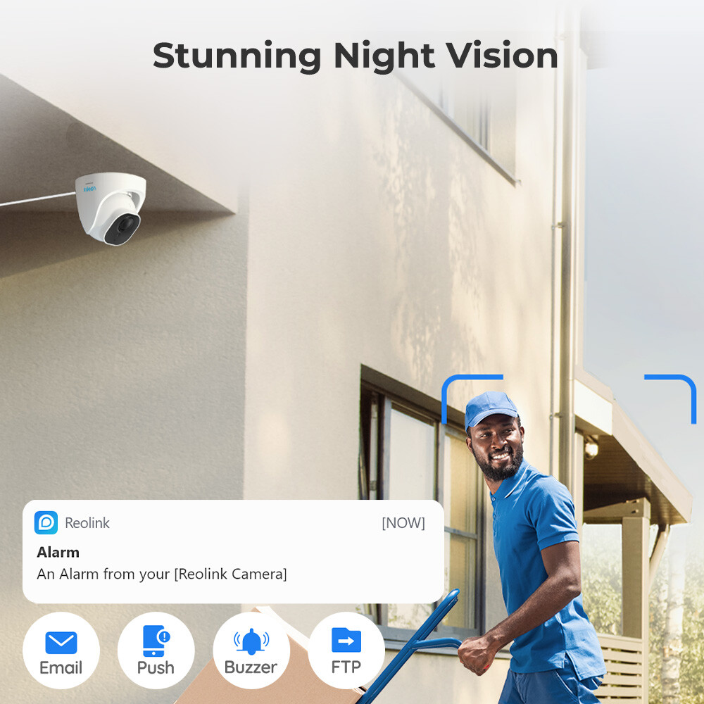 Reolink 5MP PoE Security Camera System 8CH 2TB HDD NVR 24/7 Video Recording