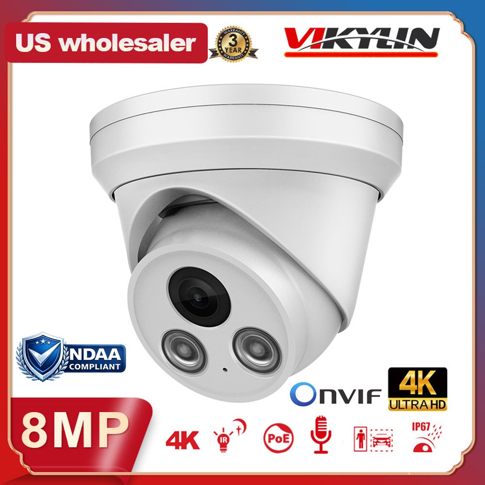 Vikylin 4K 16ch 16POE NVR CCTV System 8MP IP Camera Outdoor Indoor Mic IR30 Lot