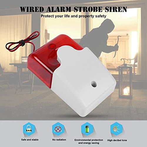 Wired Flashing Light Strobe Siren Dc 12v Sound Alarm Red Light Sound Siren Home