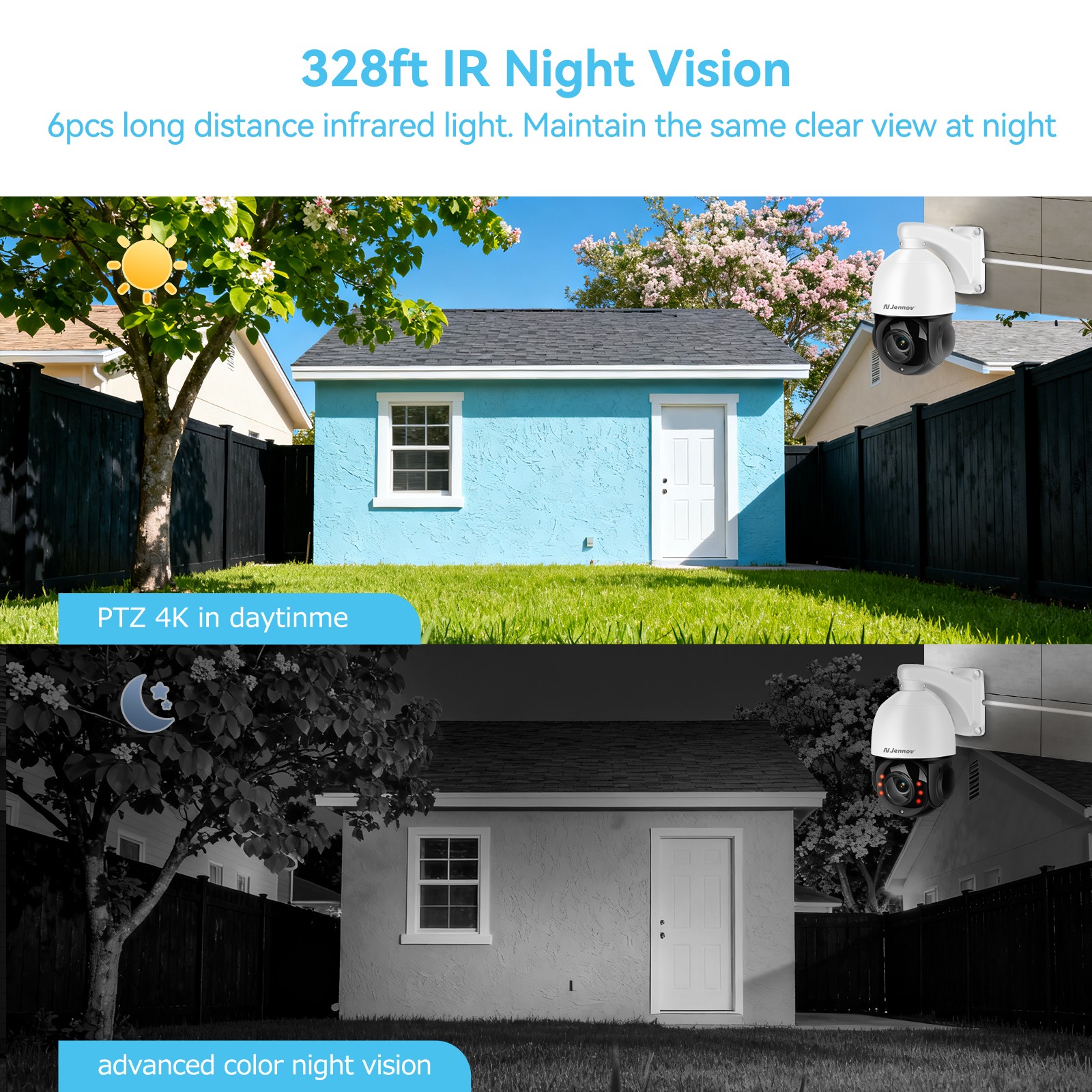 JENNOV 4K Audio PoE Security IP Camera Outdoor Night Vision Vehicle Detection