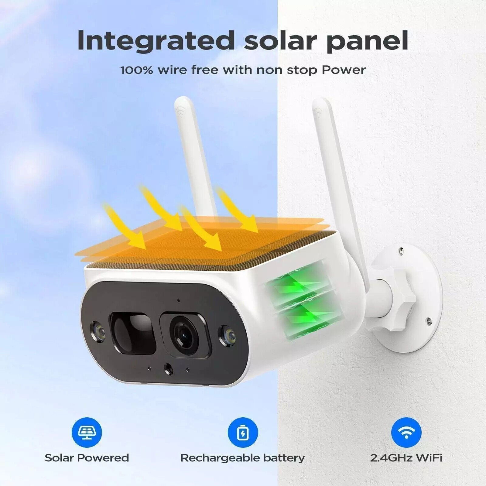 Solar Battery Powered Wireless Security Camera System Outdoor w/ 10″ Monitor NVR
