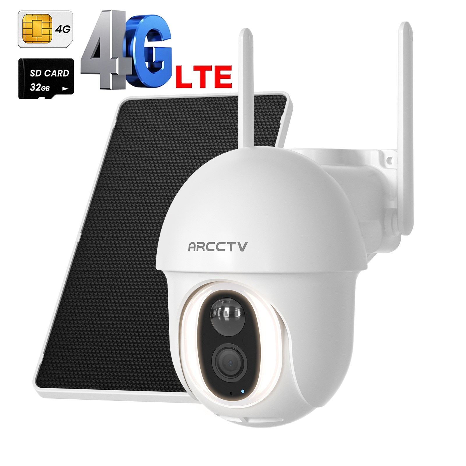 ARCCTV Outdoor 4G LTE Security Camera Solar Battery 360°PTZ Wireless W/ SIM Card