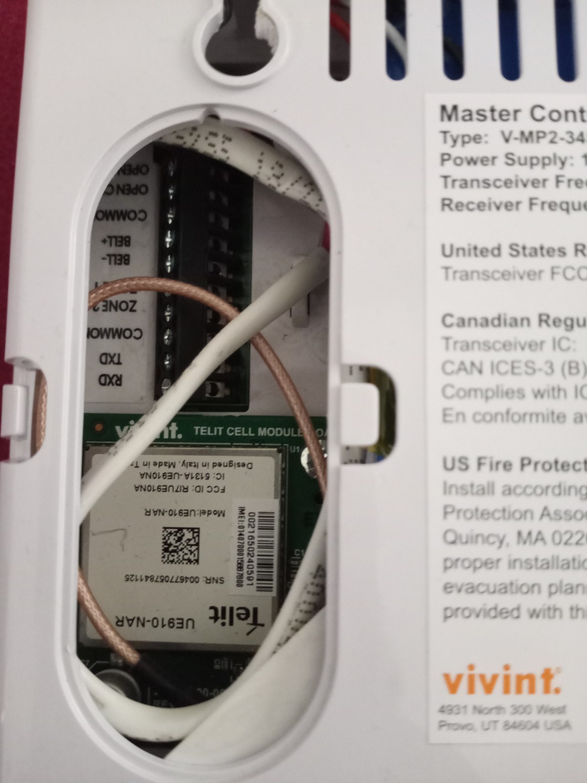 Vivint Smart Home V-MP1-345 Master Control Panel Security. Untested