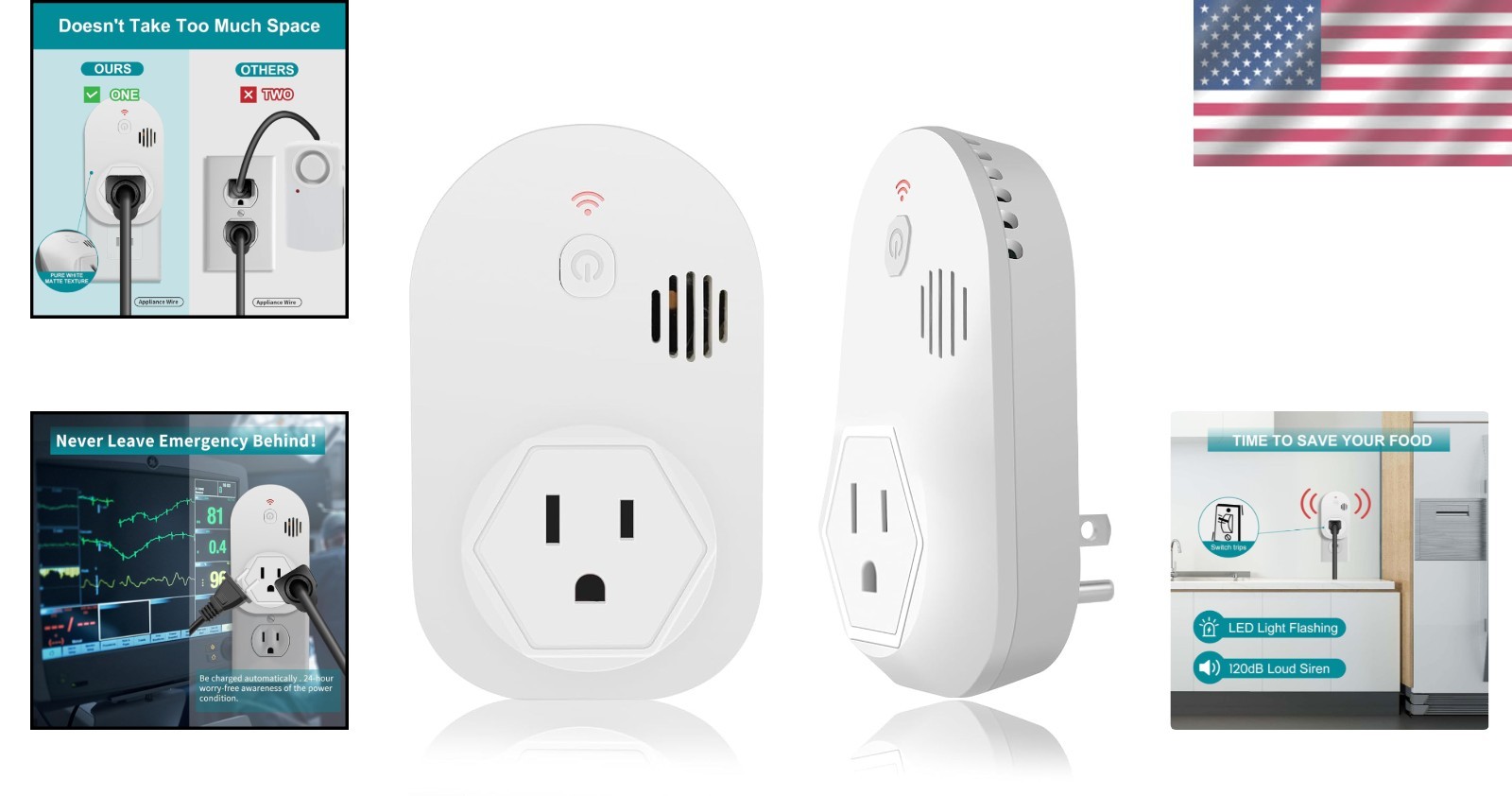 Compact Power Failure Alarm with Rechargeable Battery & 80dB Siren – Indoor Use