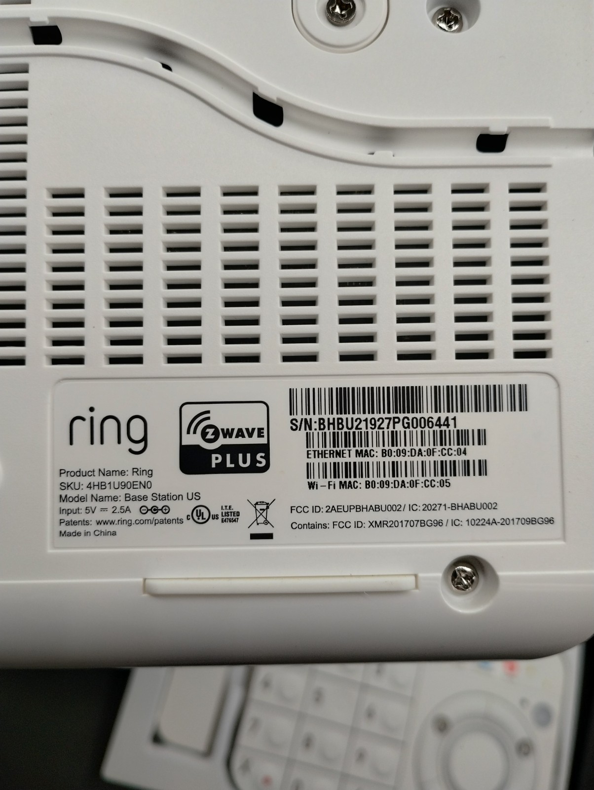 Ring Alarm Base Station Home Security Kit Hub, Cables, Power Supply & Keypad