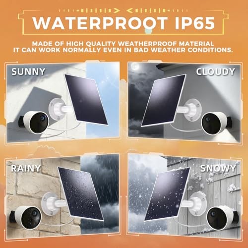 Solar Panel Compatible with Simplisafe Outdoor Camera, IP65 Waterproof, 360°