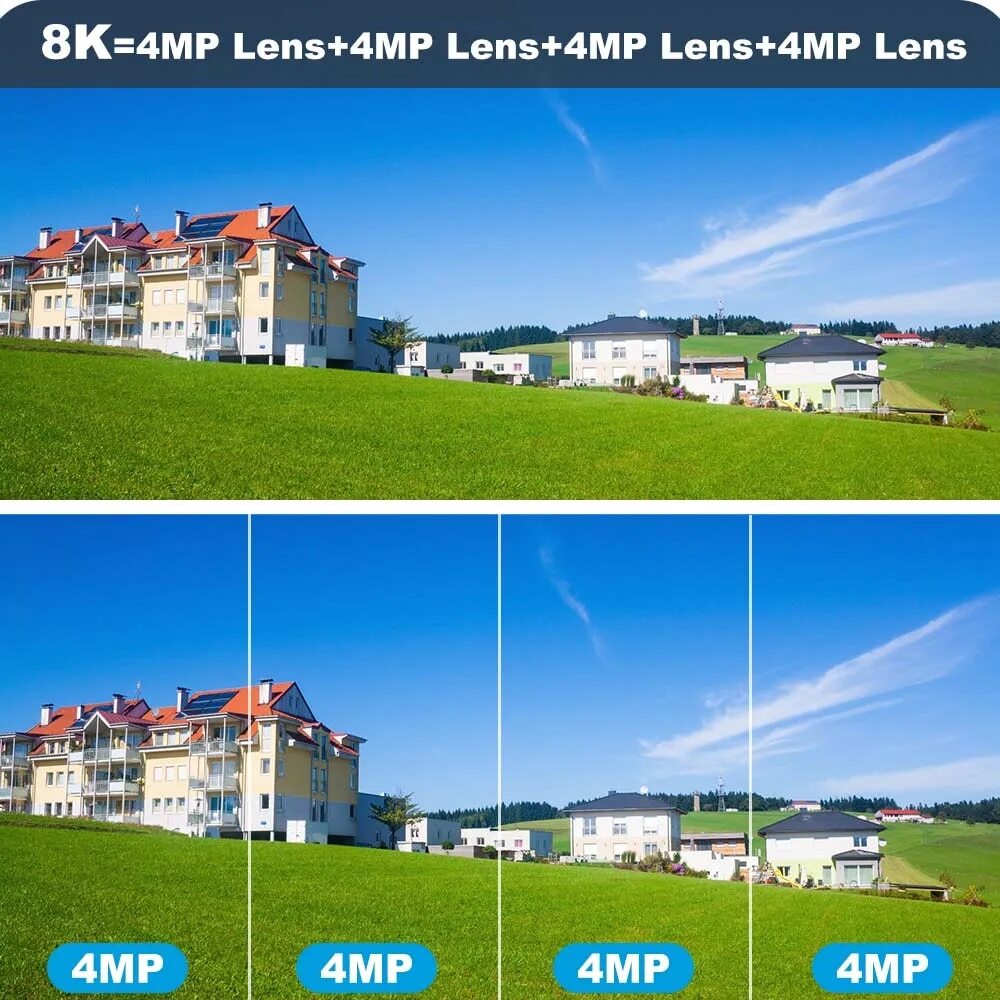 8K 10X Wireless Security Wifi 16MP IP Camera Four Lens Wifi Surveillance Cameras