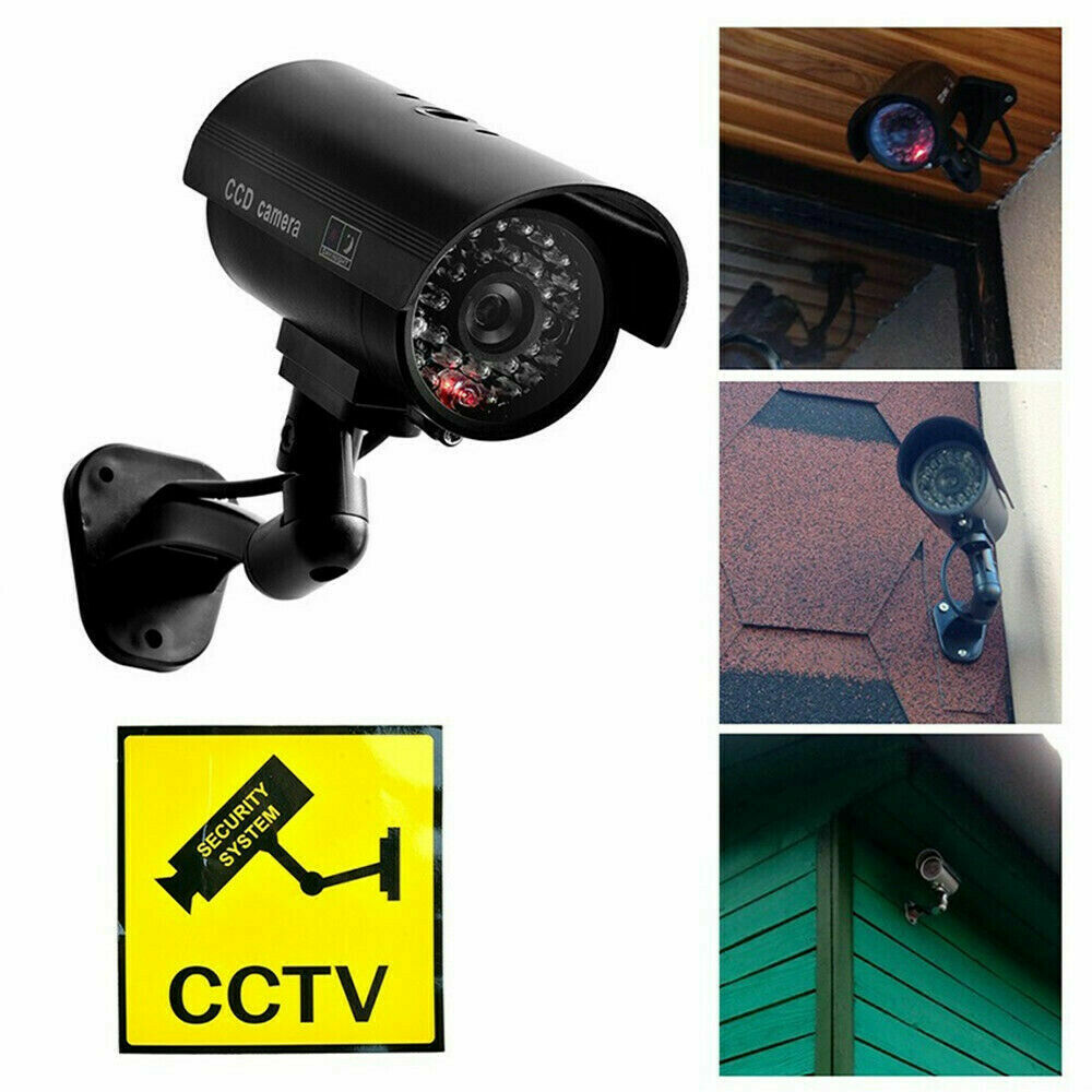 1pcs/2pcs Dummy Security Camera Fake LED Blink Light Outdoor Surveillance CCTV