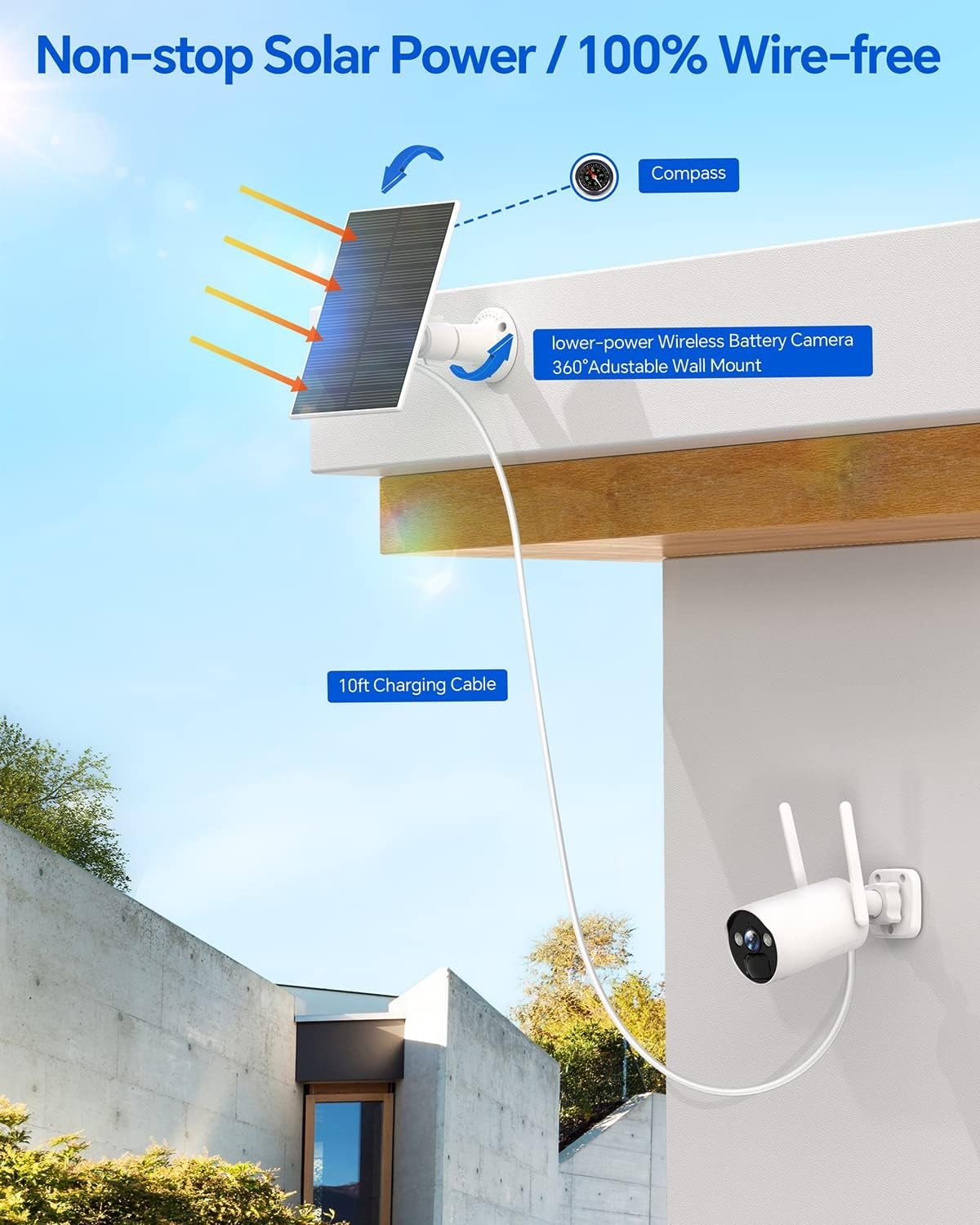 6Pcs 4MP Wireless Solar Battery Powered Security Camera System Home Outdoor Wifi
