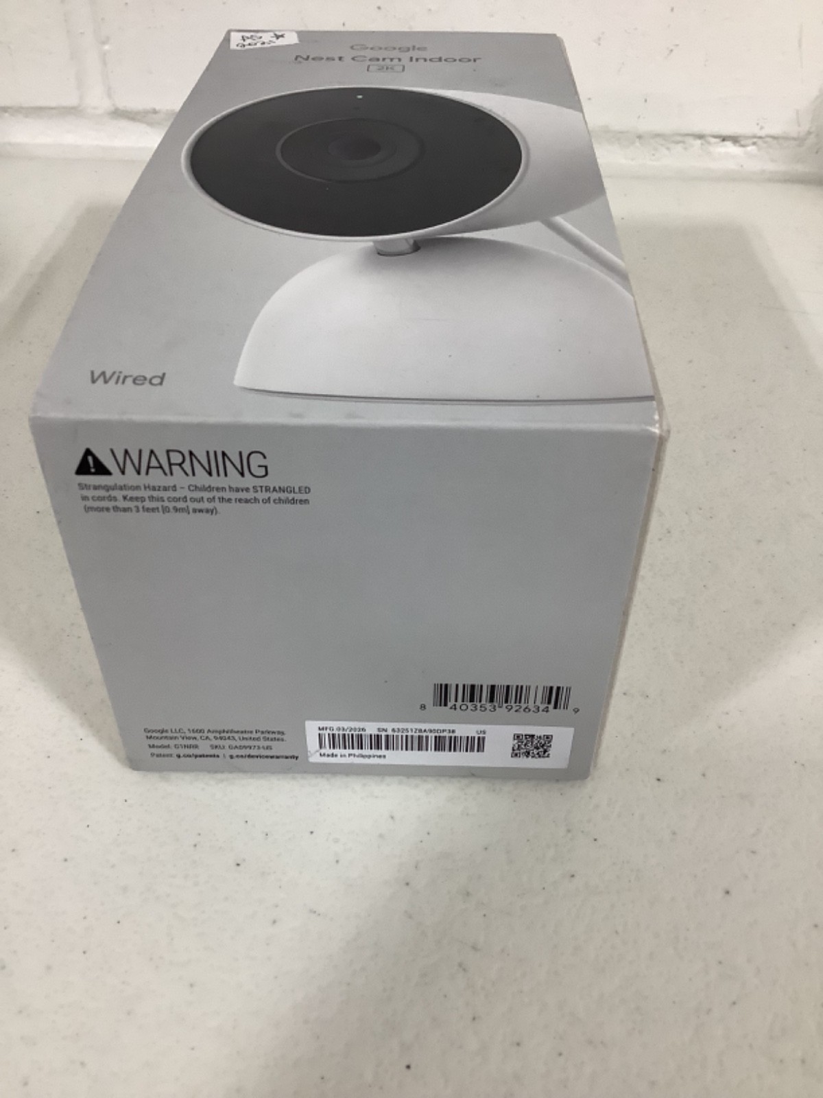 Google – Nest Cam Indoor (wired, 3rd gen) 2K Video and Gemini