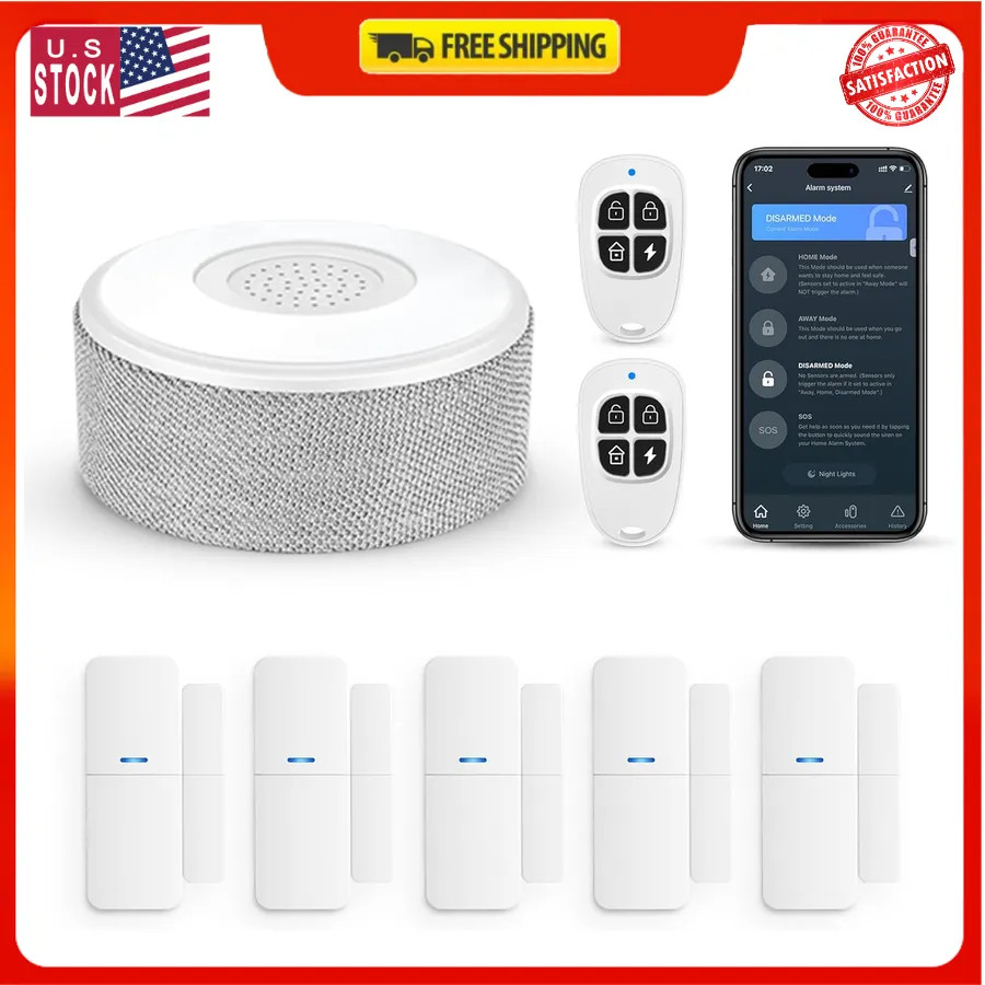WiFi Wireless Home Security Alarm System 8 Piece Kit App Control Alexa Compat…