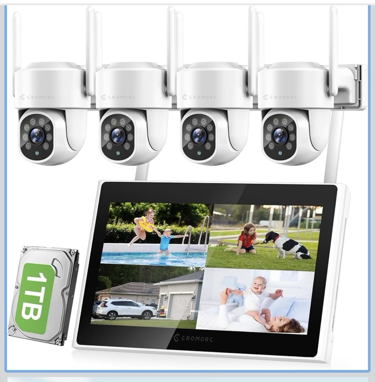 10CH 1TB HDD Monitor with Cameras 5MP Wired Security Camera System Wireless Kit