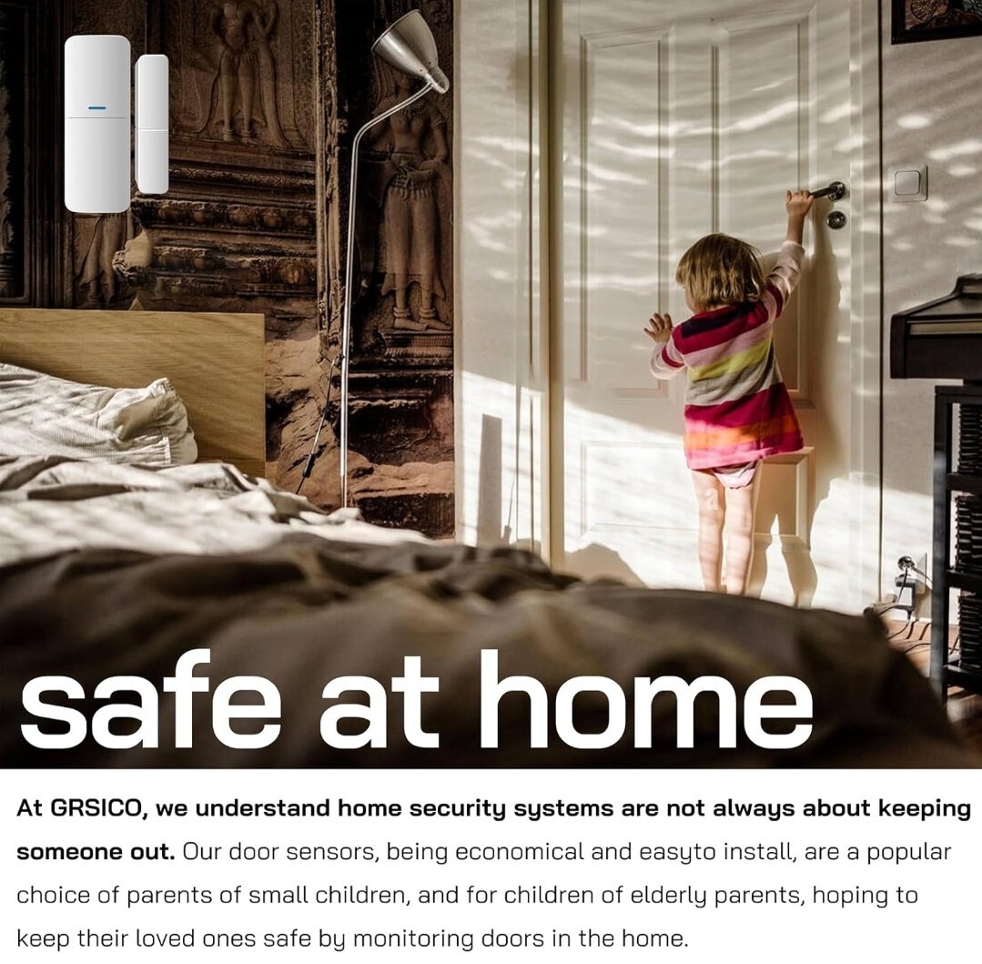 Home Alarm System 5-Piece Kit, Door Window Sensors Wifi Alarm System for Kids