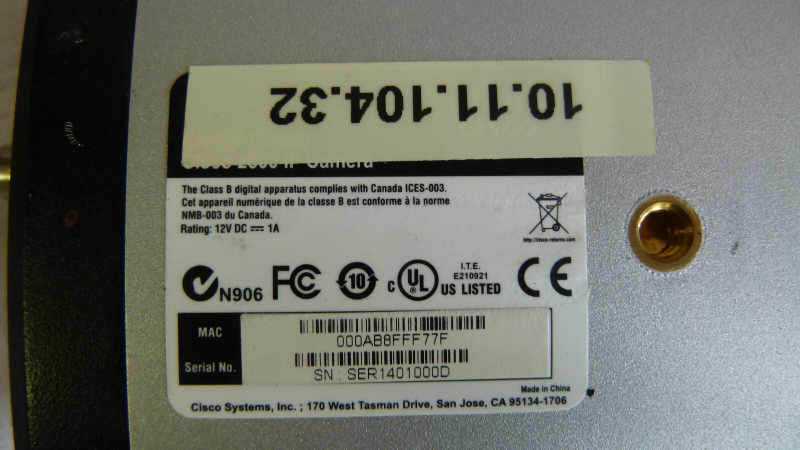 Cisco 2500 IP Camera CIVS-IPC-2500 with Fujinon Lens YV5x2.7R4B-SA2