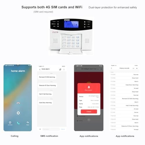 Wireless Home Burglar Alarm Security System, 4G WiFi GSM, App Alerts, 24-Piece