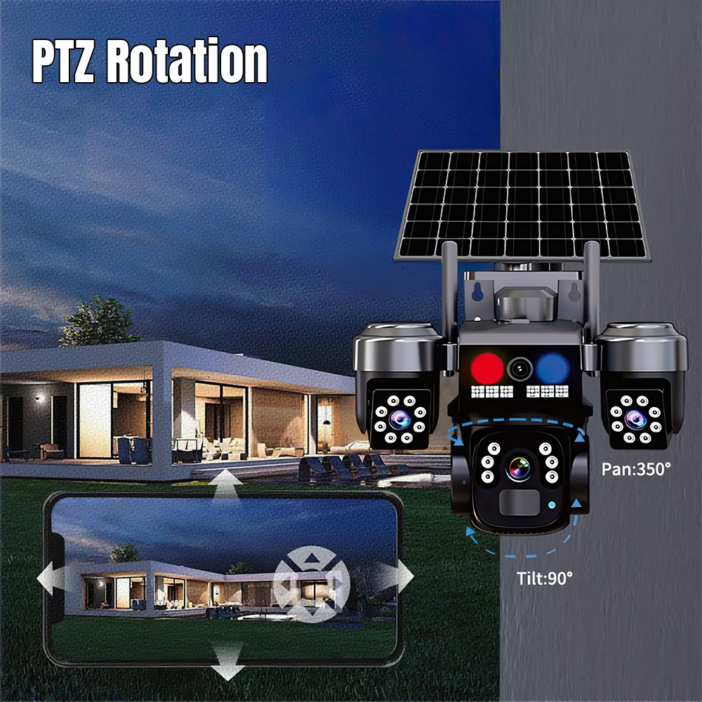 Solar Battery Powered Wireless WiFi Outdoor Pan/Tilt Home Security Camera System