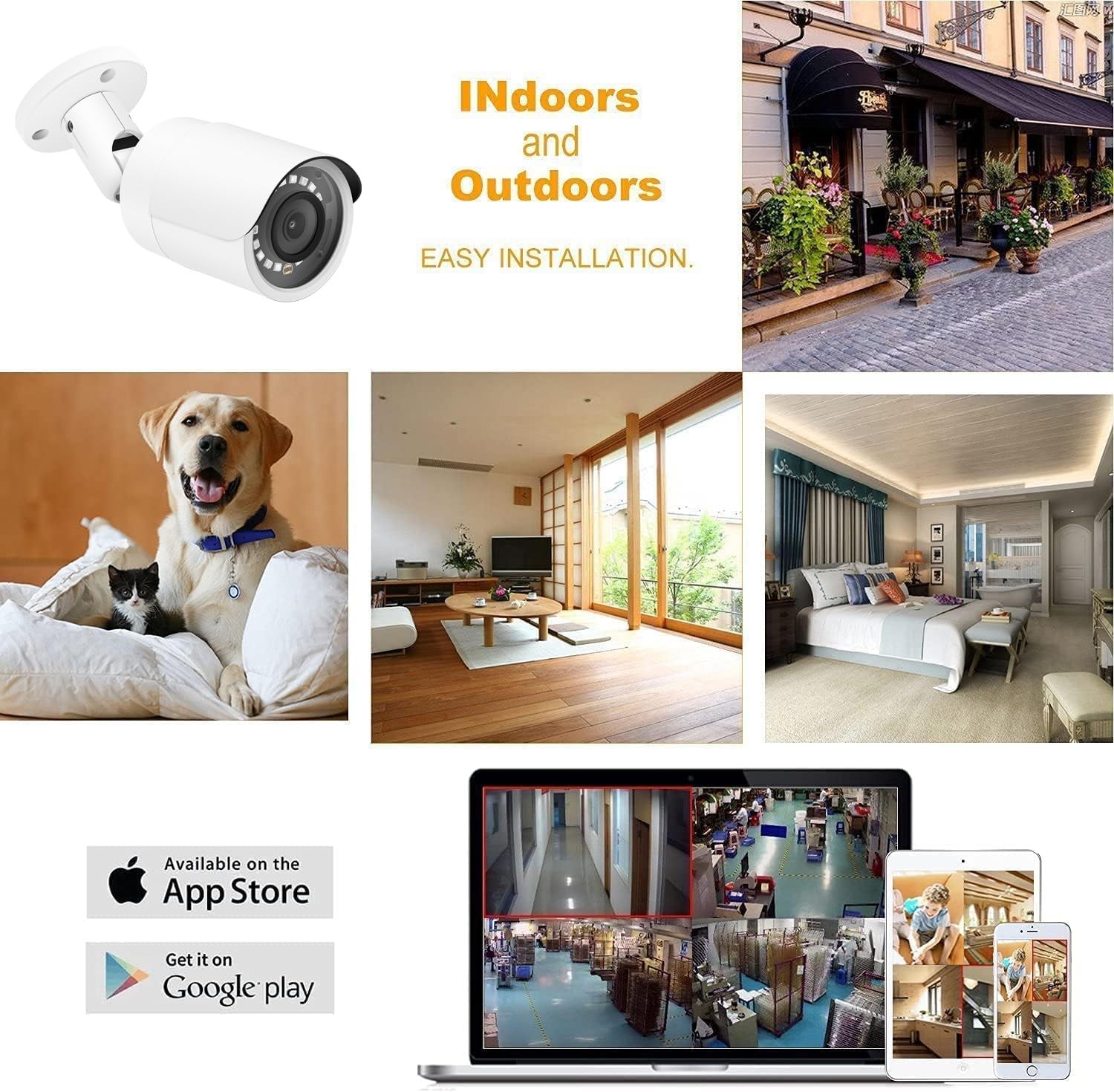Real HD 4MP PoE IP Bullet Outdoor Camera, 2.8mm Wide Angle, H.265, IP66 White