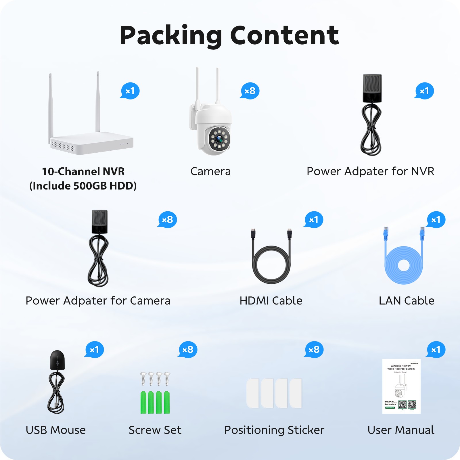 Wireless Security Camera System with PTZ, 2-Way Audio Smart Alerts Auto Tracking