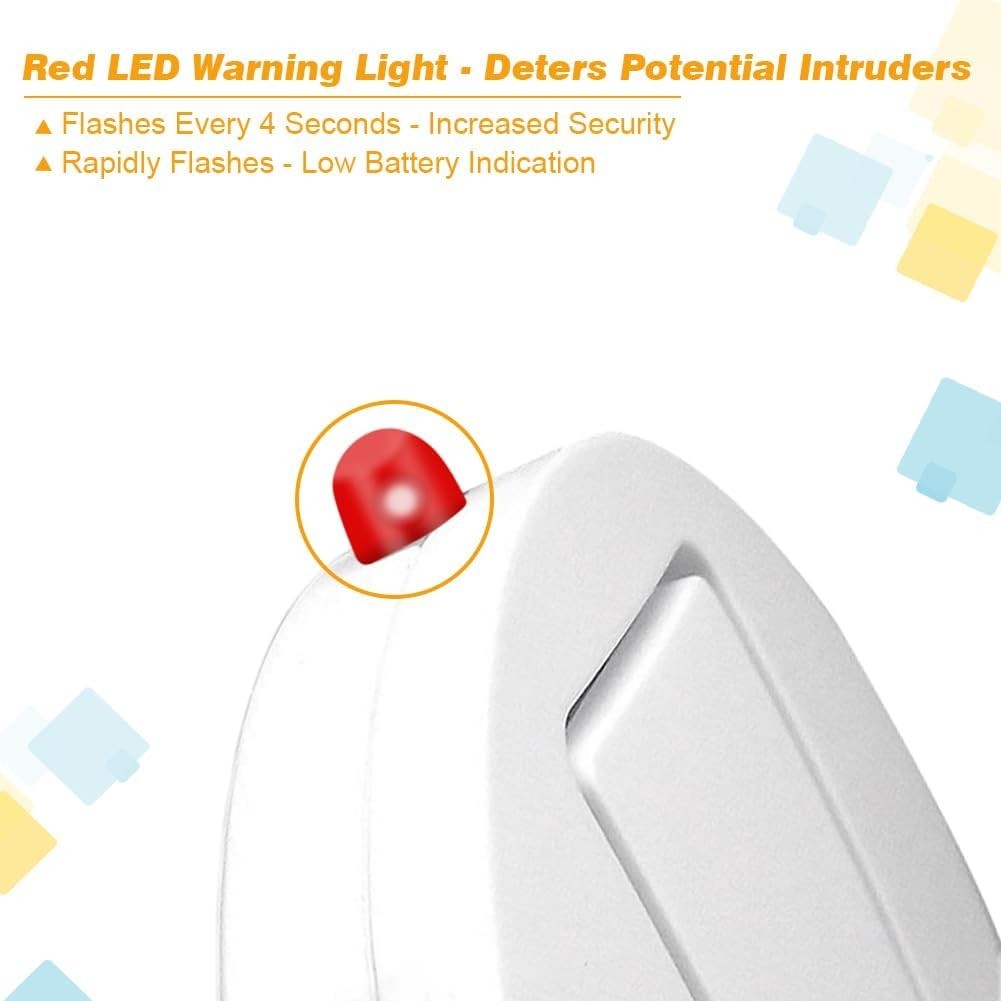 4-Pack Window Security Alarms with 120dB Vibration Sensors & LED Indicator