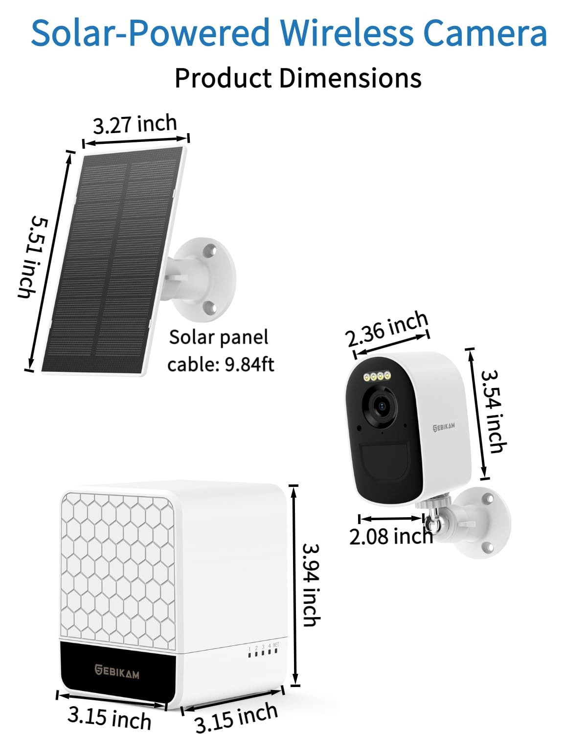 Wireless Outdoor Security Camera System, 4 Solar Powered 2K/4MP Battery Camer…