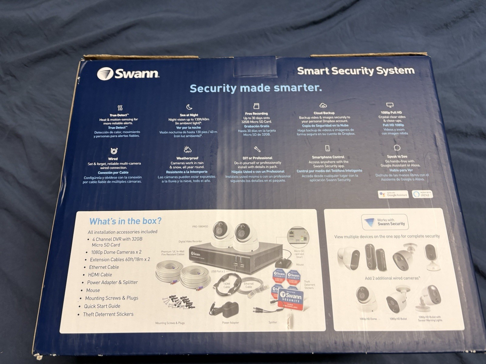 Swann Smart Security System Full HD 1080p 4 Channel video recorder 2 Cameras