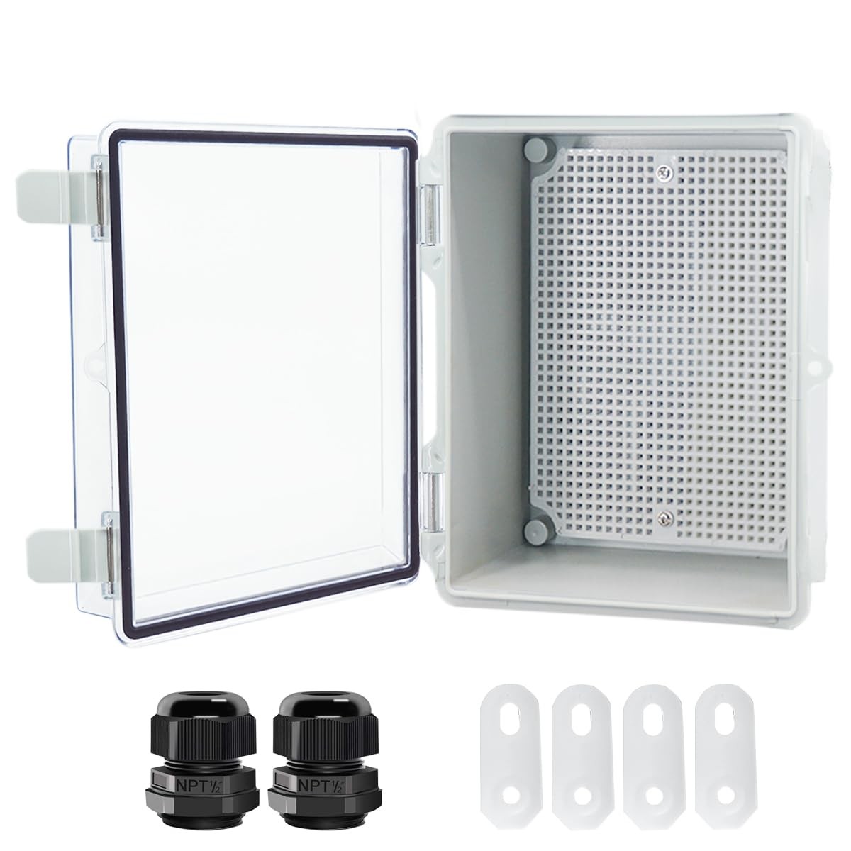 Otdorpatio Junction Box, Hinged Clear Cover IP67 8.7″x6.7″x4.3″, Transparent