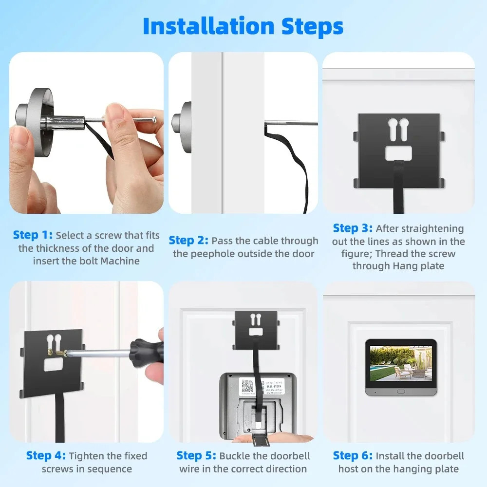Tuya 3MP WiFi Peephole Doorbell Camera PIR Motion Detector 4.3in Digital Viewer