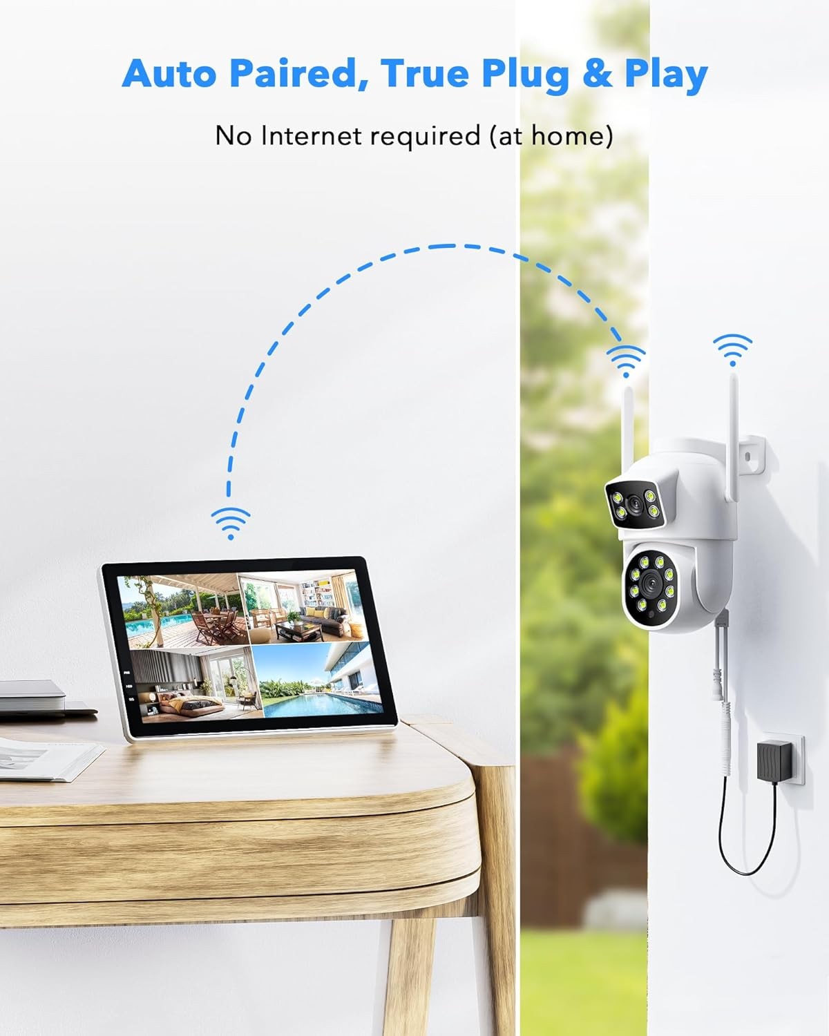 5G WiFi Wireless CCTV Camera System Home Security Outdoor 2-Way Audio 10″ NVR US