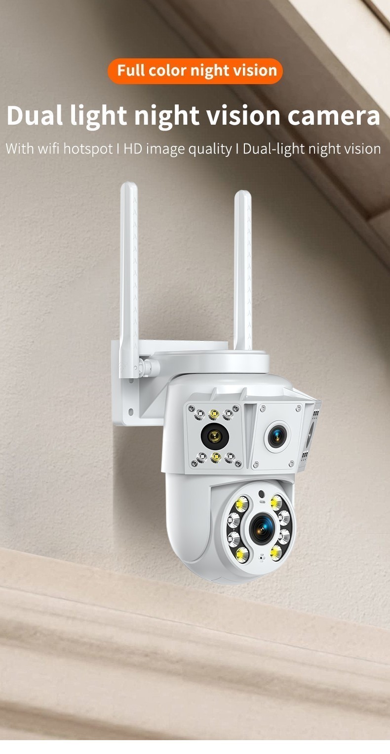 1080P 2MP Wireless WIfi Camera Multi Lens Surveillance Camera Two Way Intercom