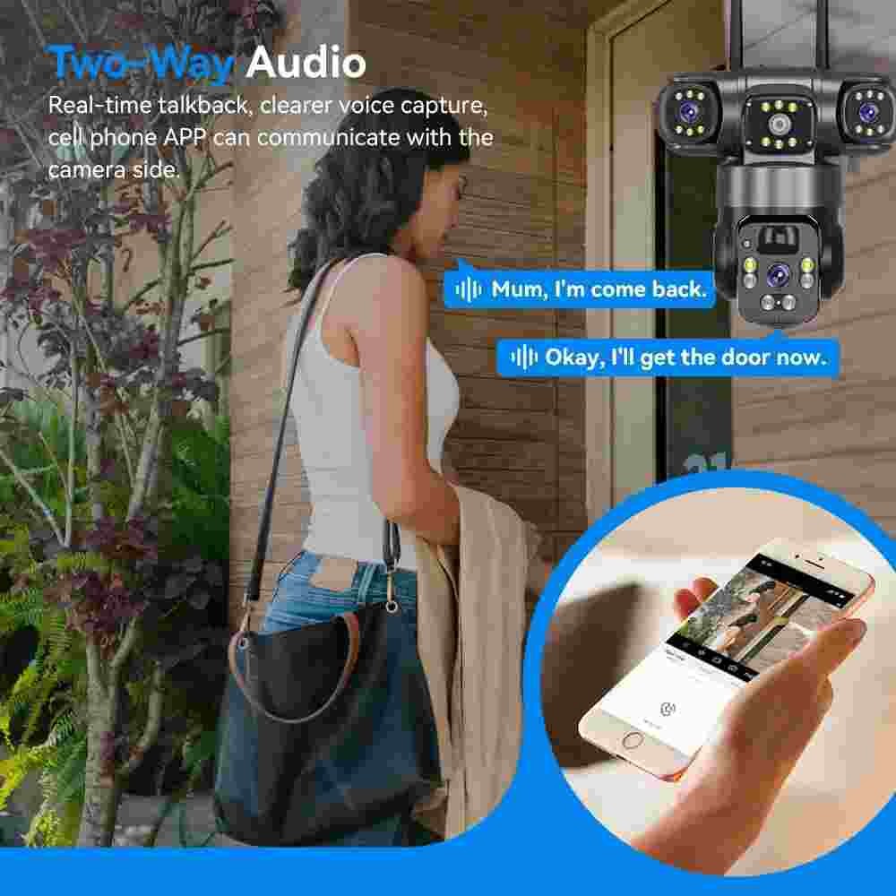 3 Lens HD 9MP WiFi Solar Camera Wireless Outdoor CCTV PTZ Home Security IR Cam