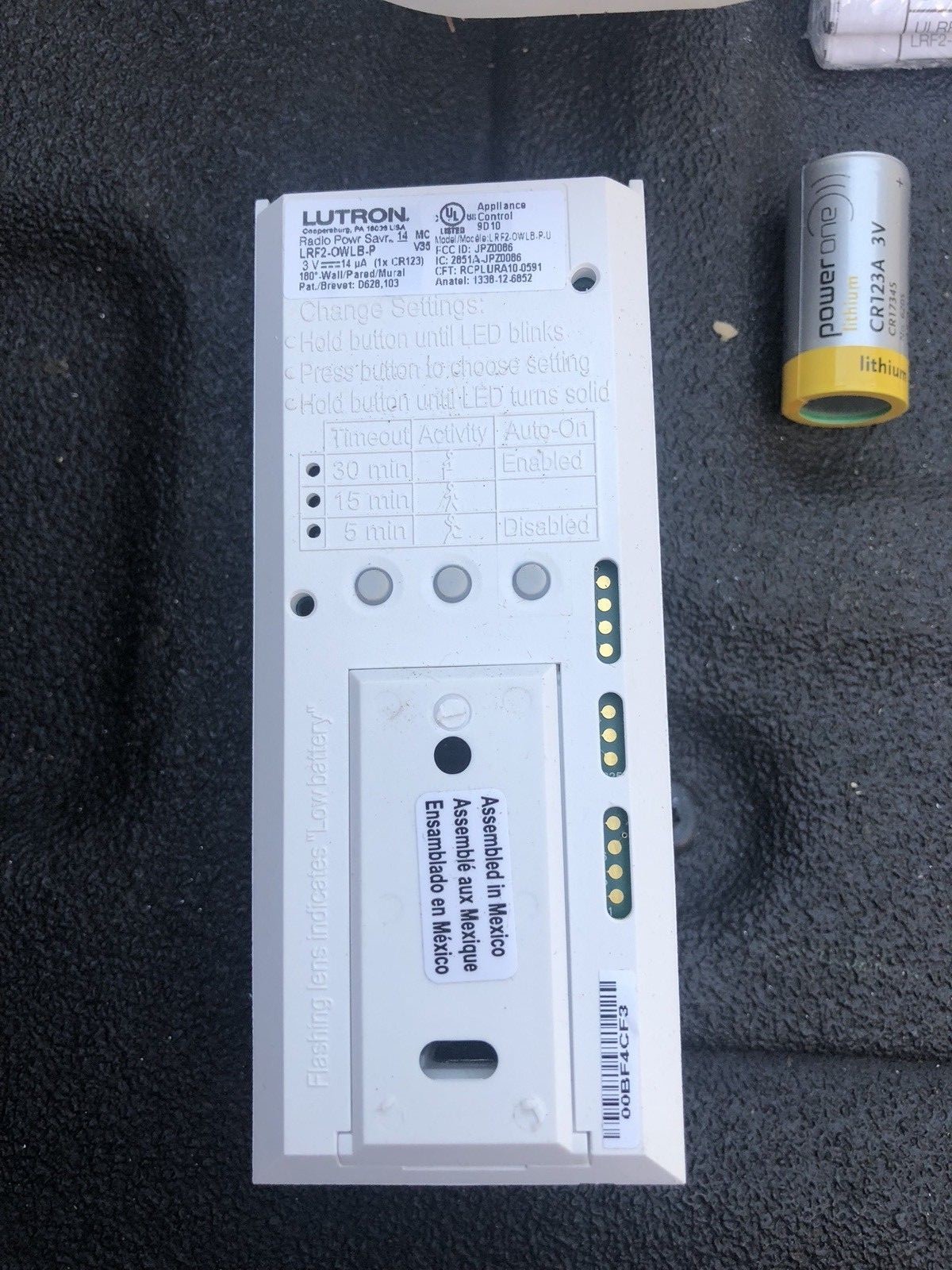 Lutron LRF2-OWLB-P-WH Radio Powr Savr Wireless Wall-Mounted Occupancy/Vacancy