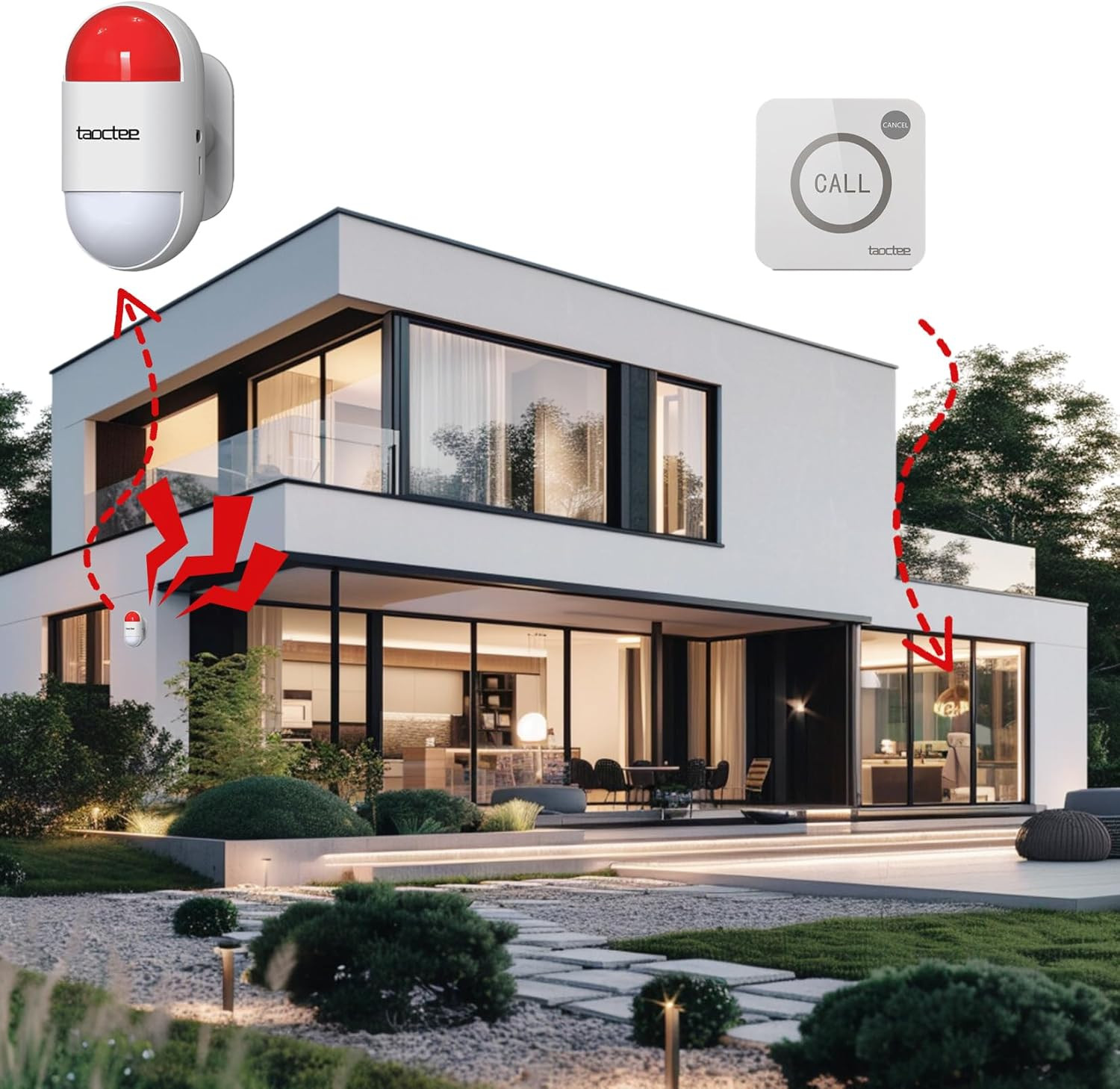 Panic Button Alarm for House Remote Control Strobe Siren Alarm System Sound & Li