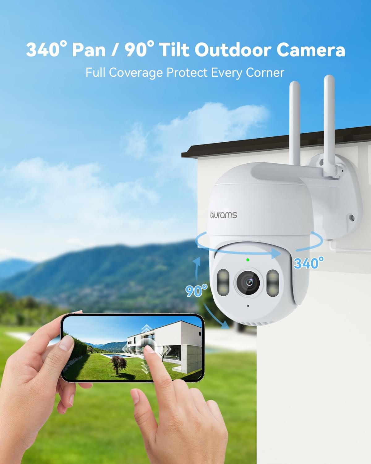 blurams 2K Security Camera Outdoor, 360° PTZ Outside Cameras for Home…