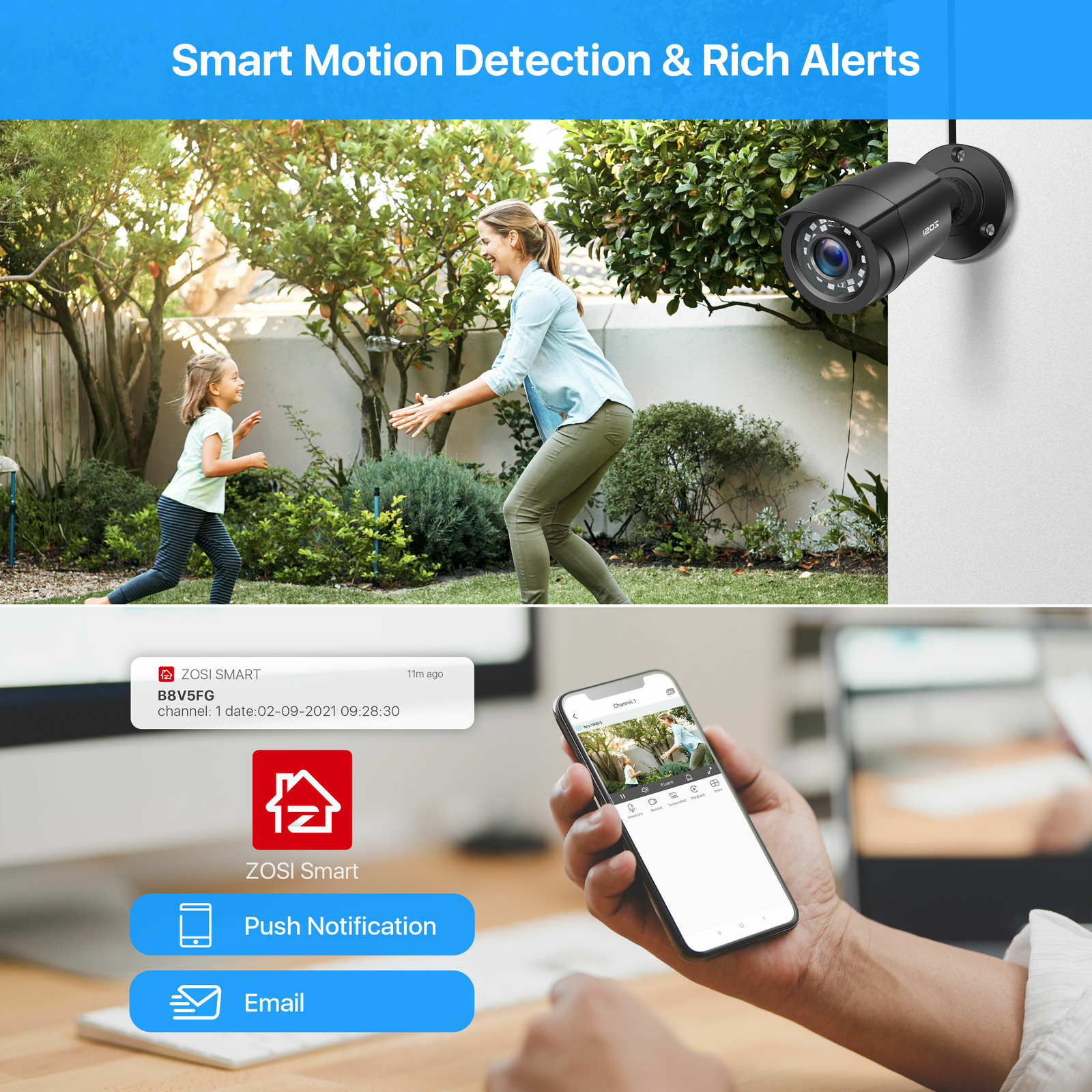 ZOSI 8CH 5MP Lite DVR 1080P Security Camera System IR Night Vision 1TB Recording