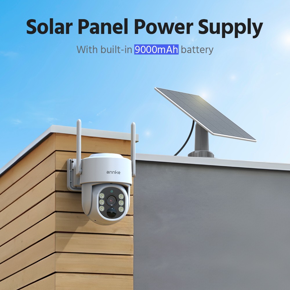 ANNKE Wireless 10CH 12″ Monitor 4MP PT Solar Security Camera System Two-Way Talk