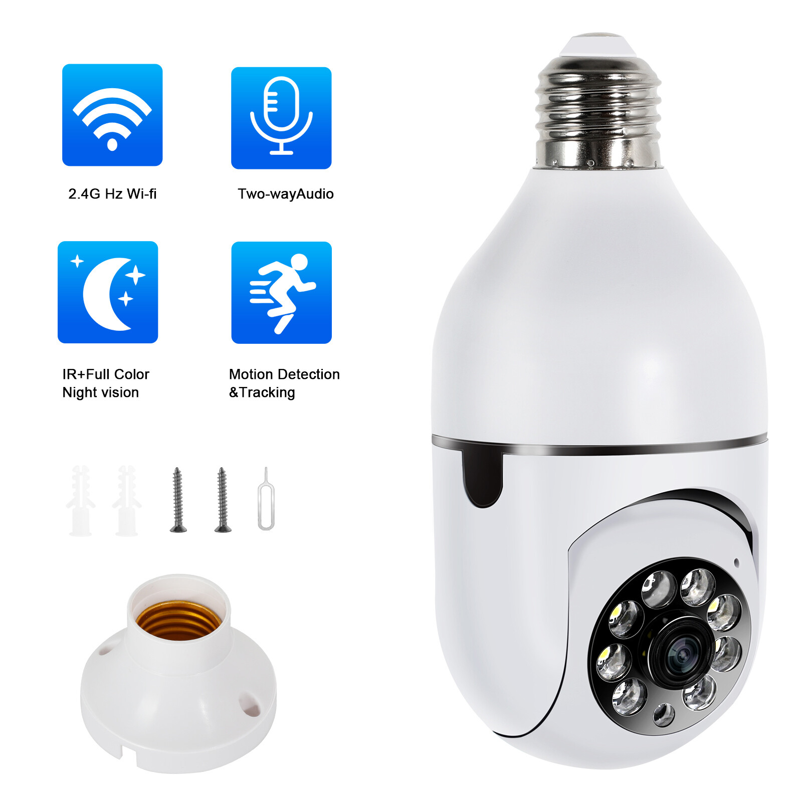 HD 1080P WiFi Security Camera Night Vision with PTZ Motion Detection 2-Way Audio