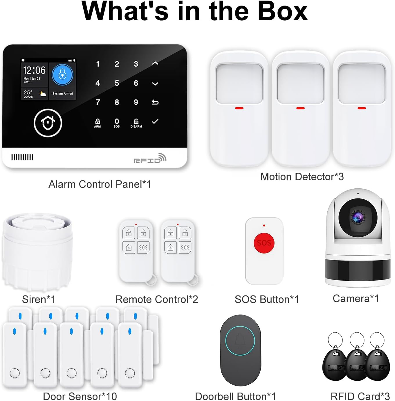 Home Alarm System with Camera, 23 Pieces Wireless Wifi/Gsm SMS Home Security Sys