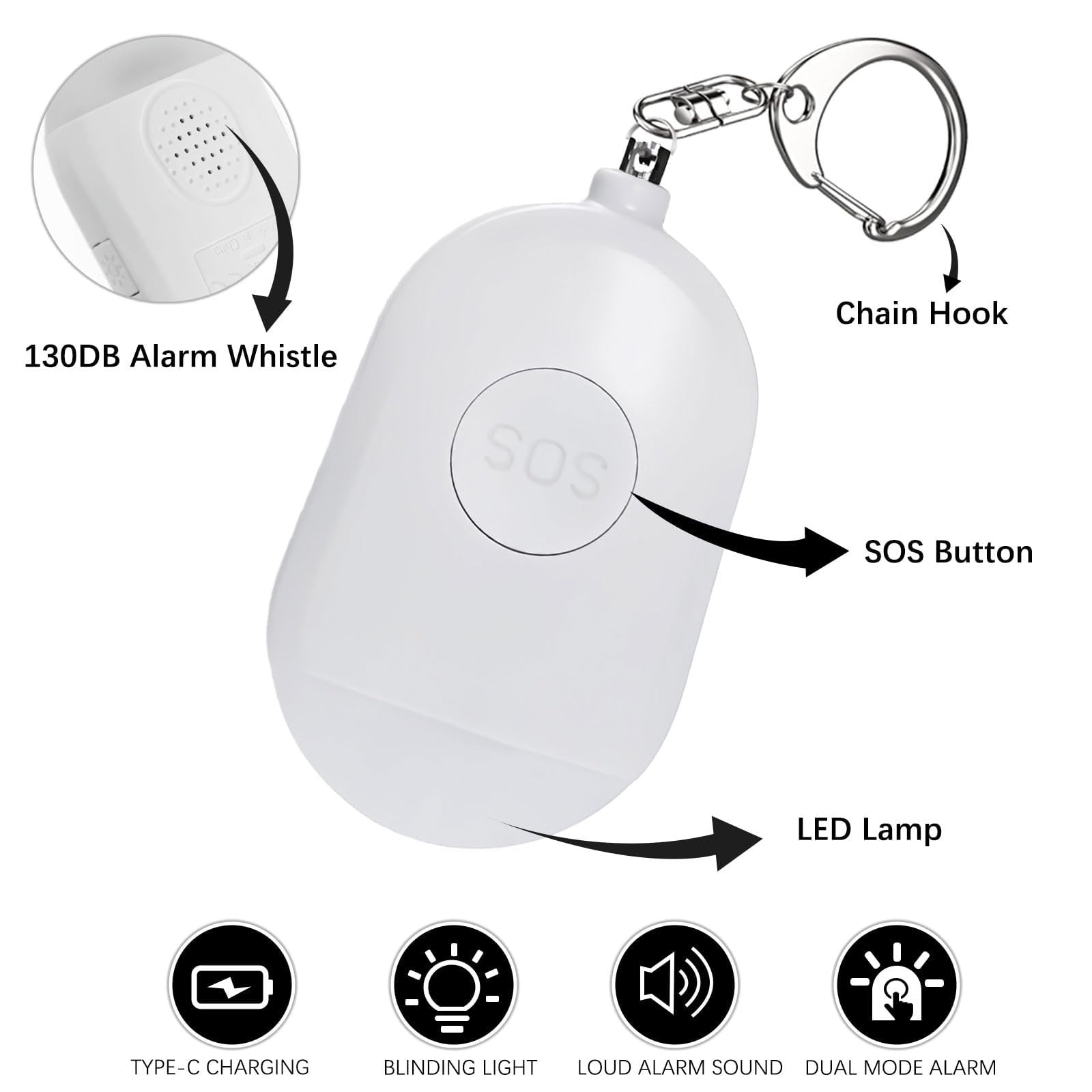Personal Safety Alarm for Women, 12 Pack 140DB Self Defense Keychain Alarm wi…