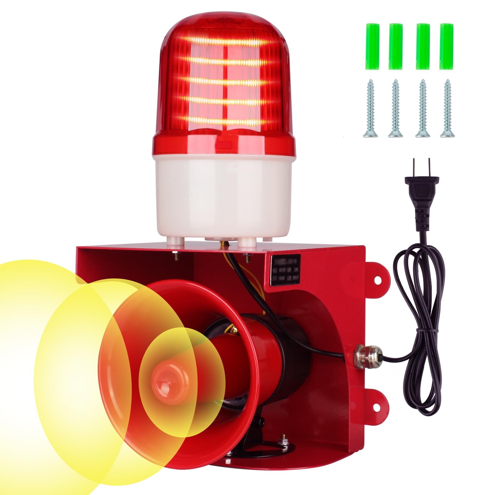 kbaoele AC110V Industrial Siren Alarm Strobe Light120dB Loud Horn&Red Beacon …
