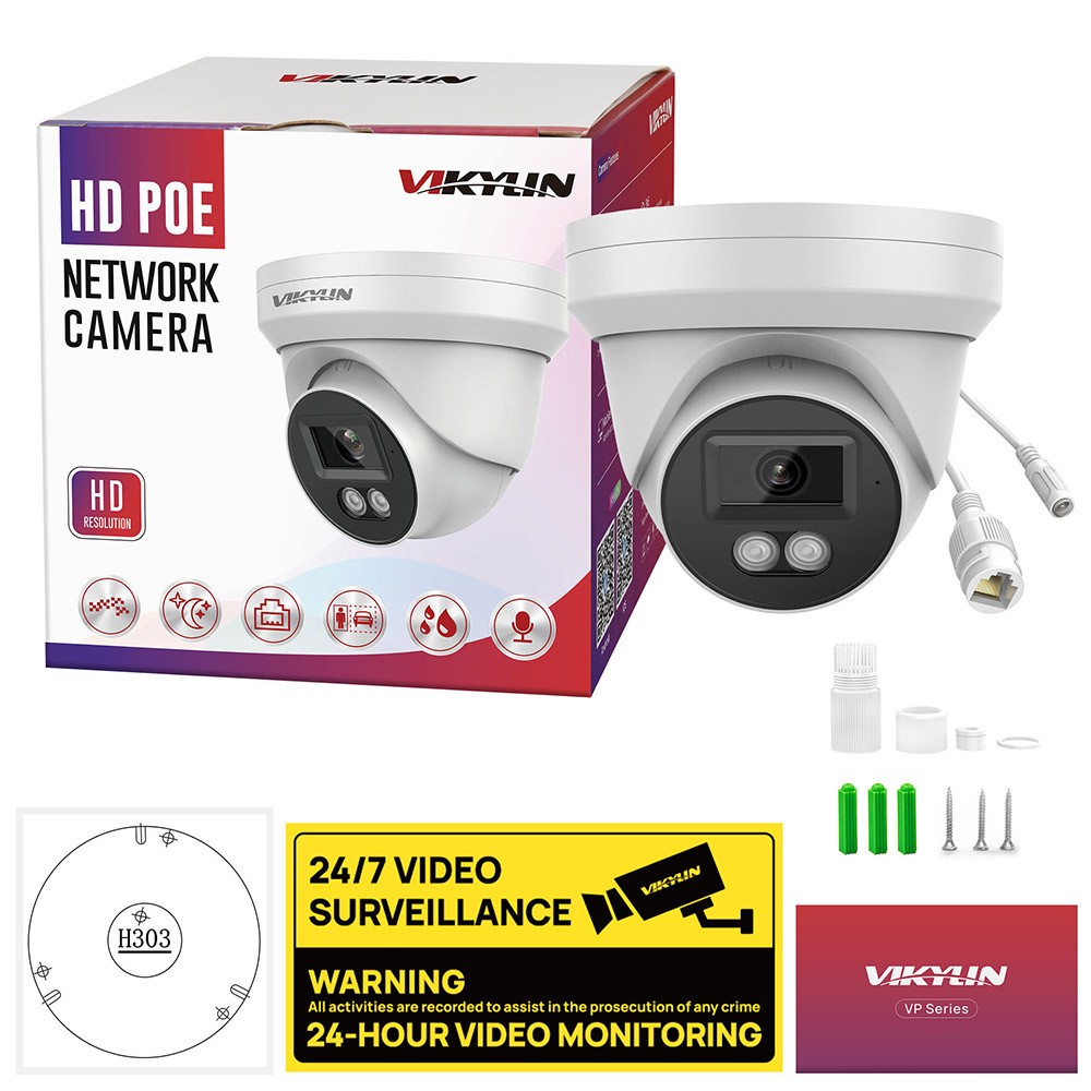 Vikylin 16CH POE NVR CCTV System 5MP IP Camera Outdoor IR Night Vision Audio Lot