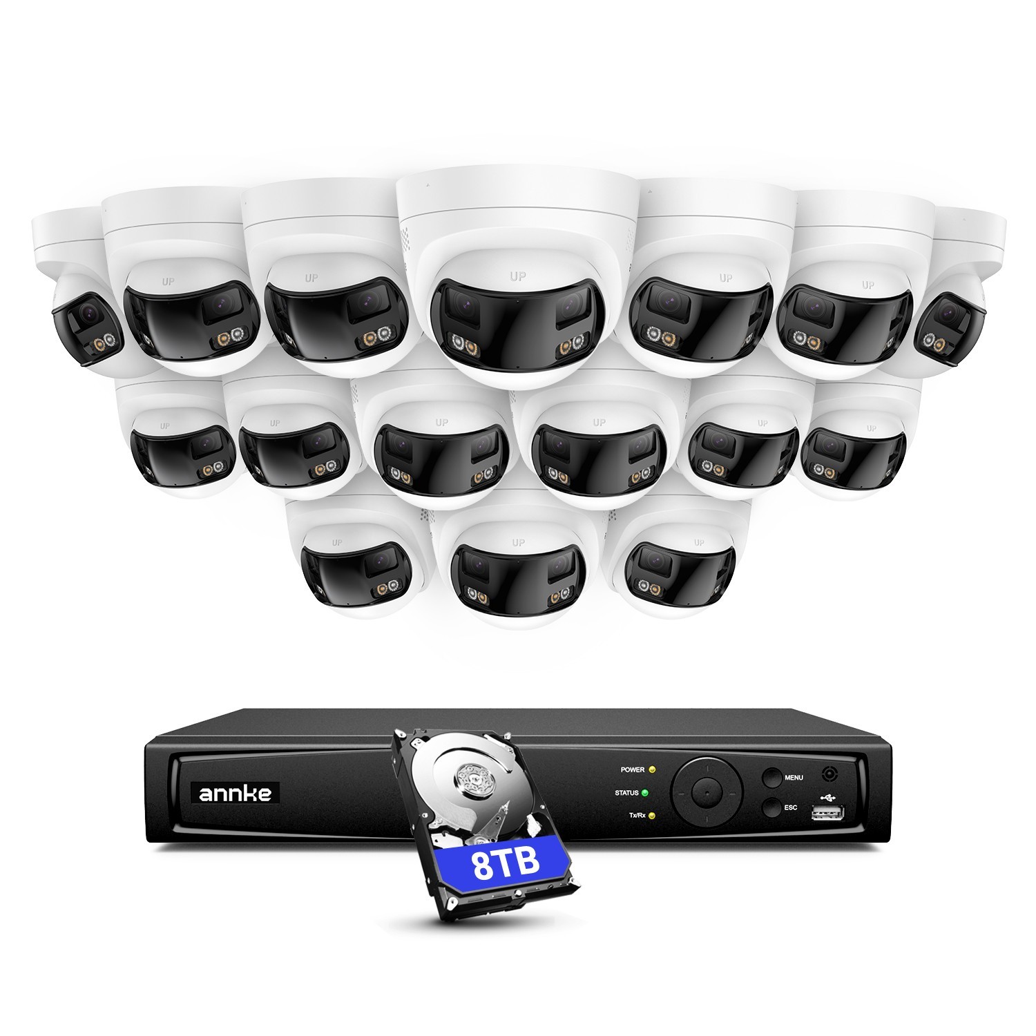 ANNKE 16CH 12MP NVR 4K POE 180° Color Night Security Camera System Two Way Audio