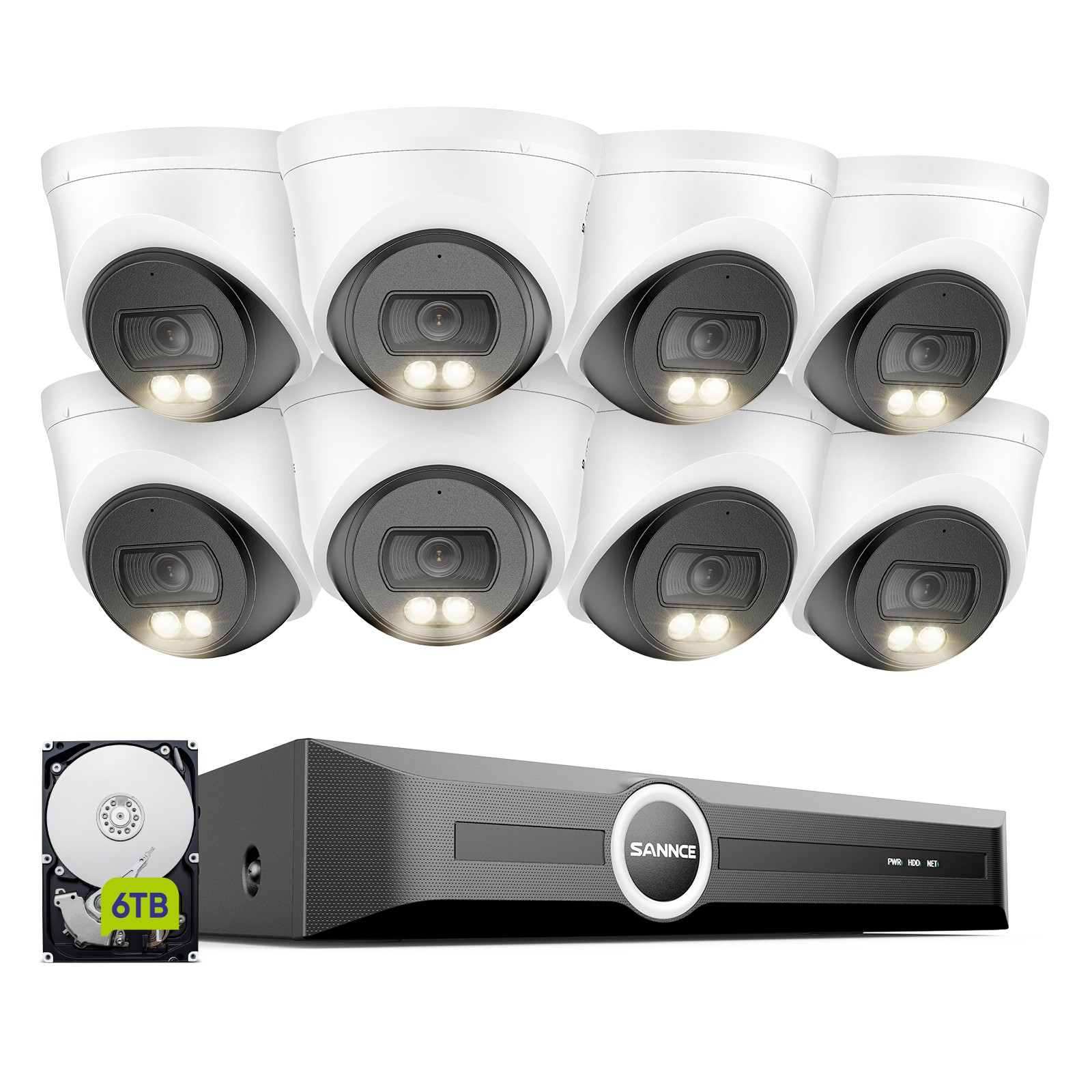 SANNCE 8CH NVR 3MP PoE IP Security Camera System Color Night Vision Audio Record