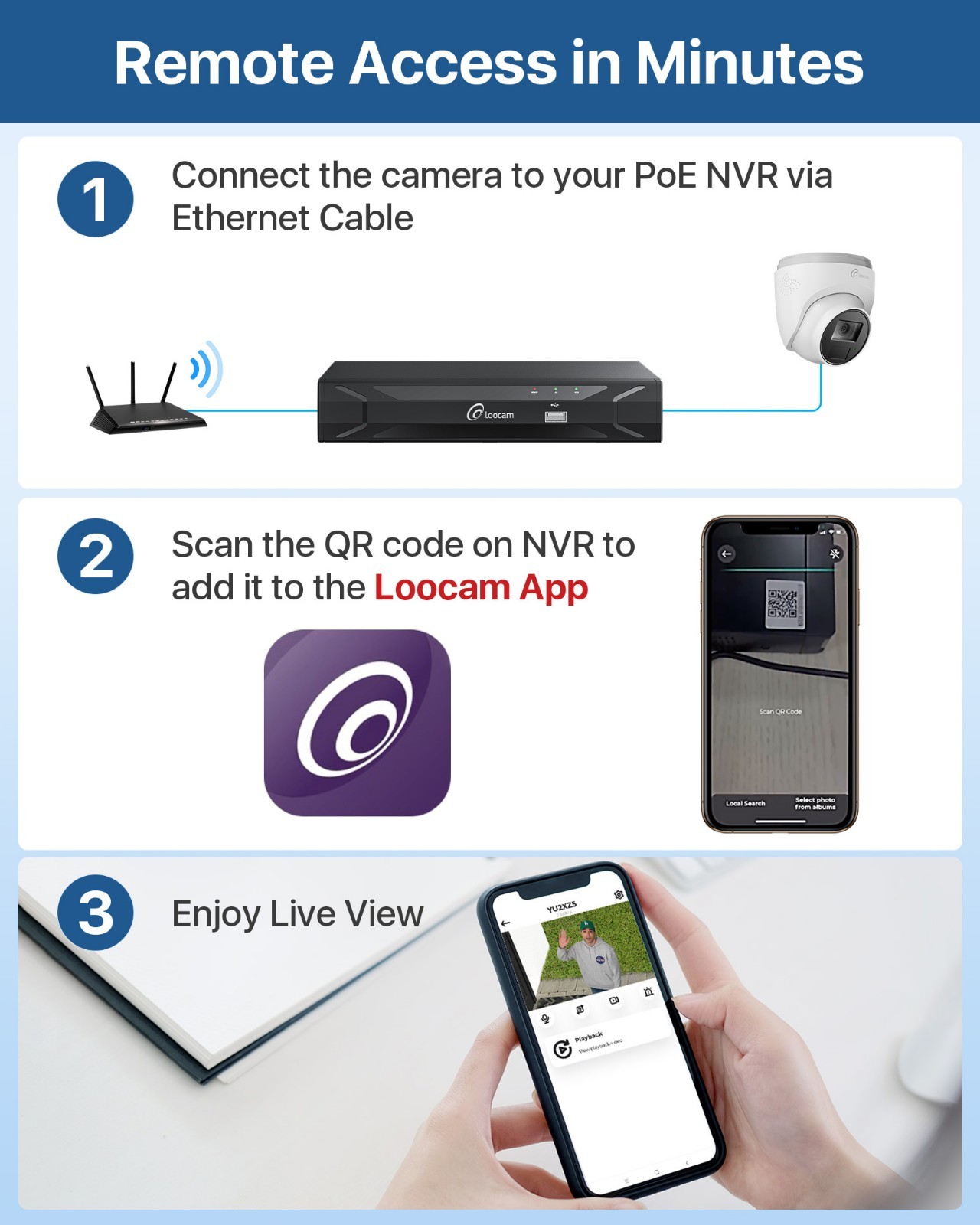 Loocam 2.5K PoE Security IP Camera System 2TB, Two-Way Audio, Person Detection