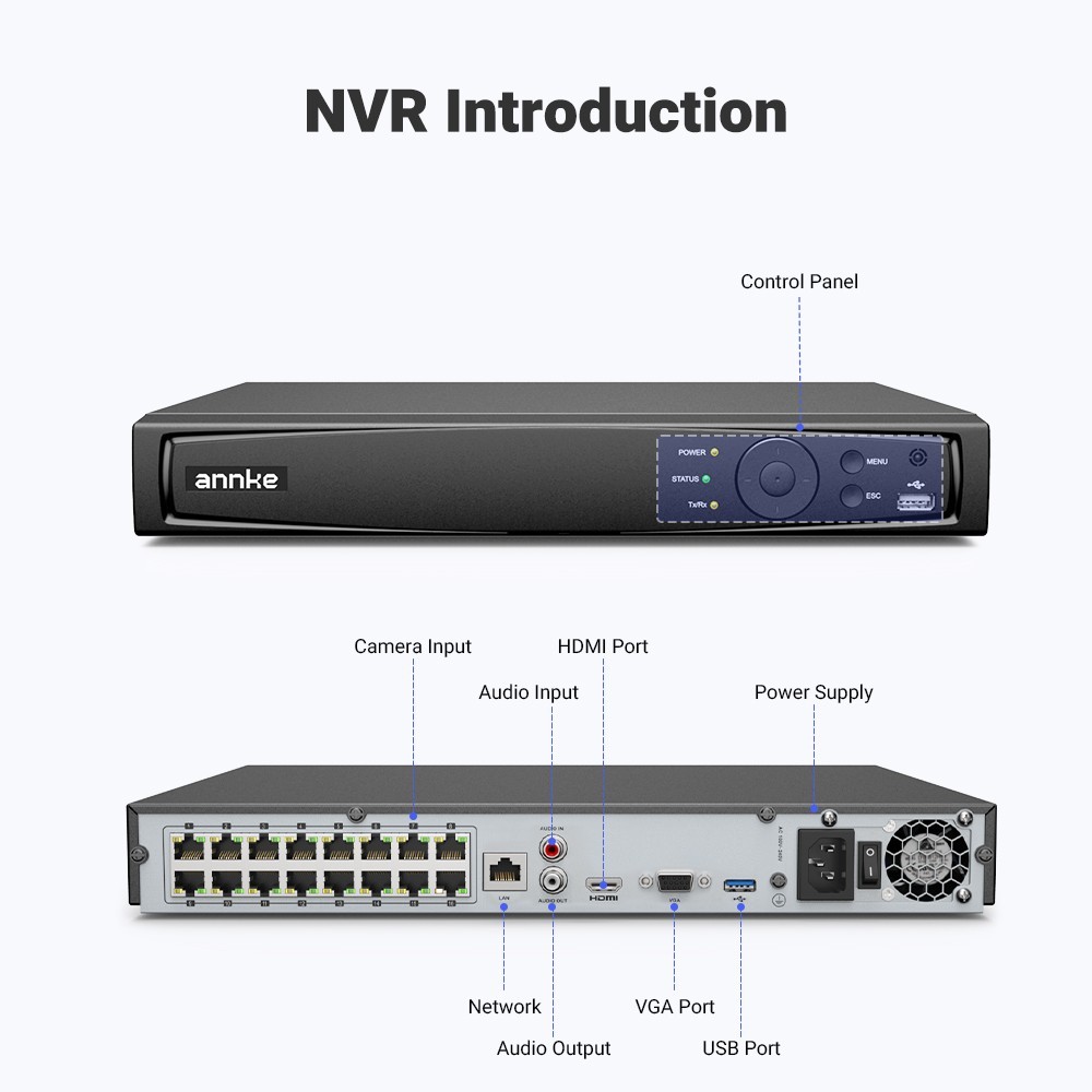 ANNKE 16CH 12MP NVR 3K 5MP POE Color Night Security Camera System Two Way Audio