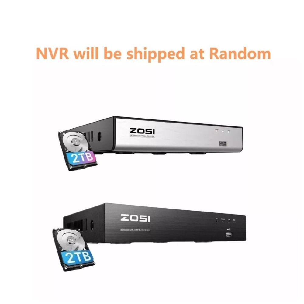 ZOSI 4K PoE 8CH 8MP NVR with 2TB HDD Security 5MP IP Camera System Outdoor AI