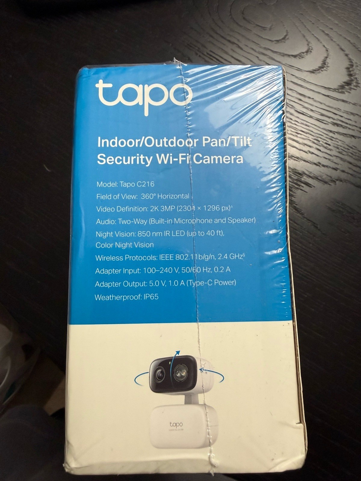 TP-Link Tapo C216 Pan/Tilt 2K Camera, Color Night Vision, IP65, Alexa
