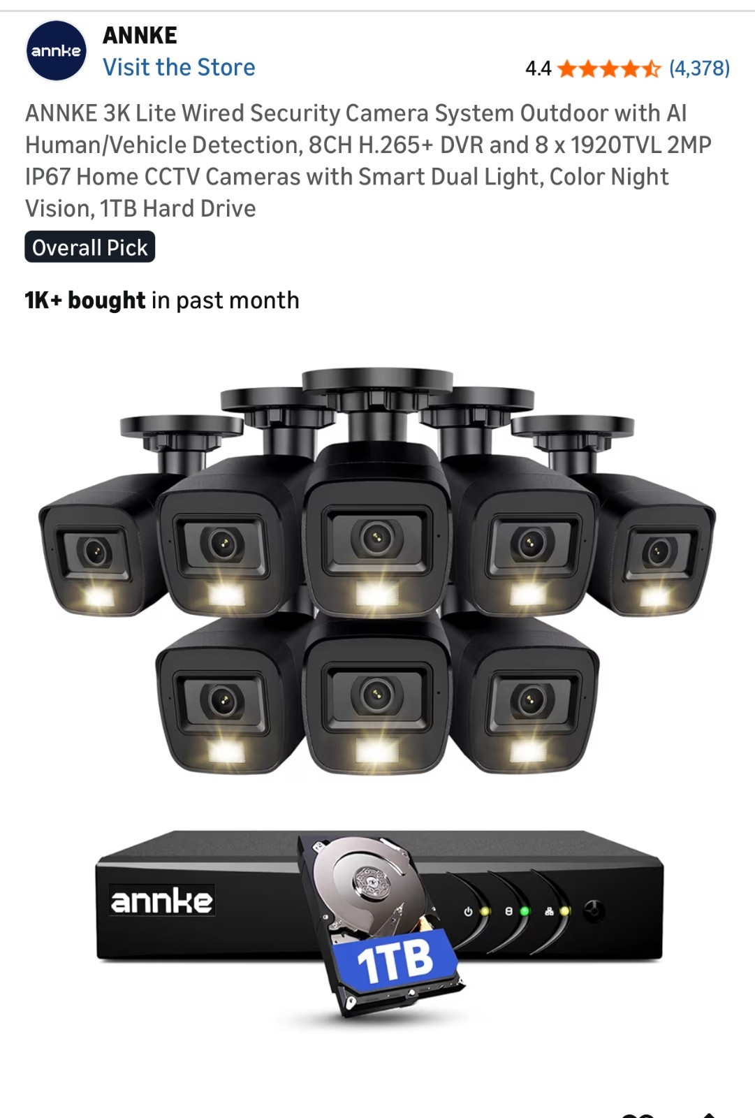 ANNKE 3K Lite Wired Security Camera System – 8CH DVR, 1TB HDD, 8× 1080p-OB